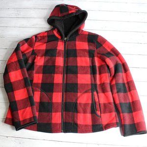 Faded Glory Women's Heavy Fleece Jacket Size XL 16 18 Red Black Buffalo